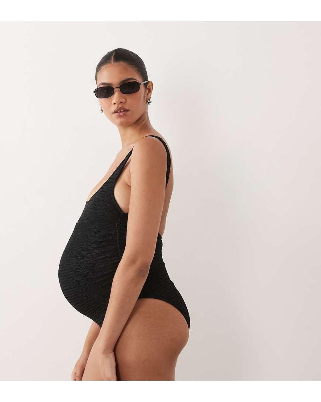ASOS Brown Asos Design Maternity Oceana Scoop Neck Swimsuit