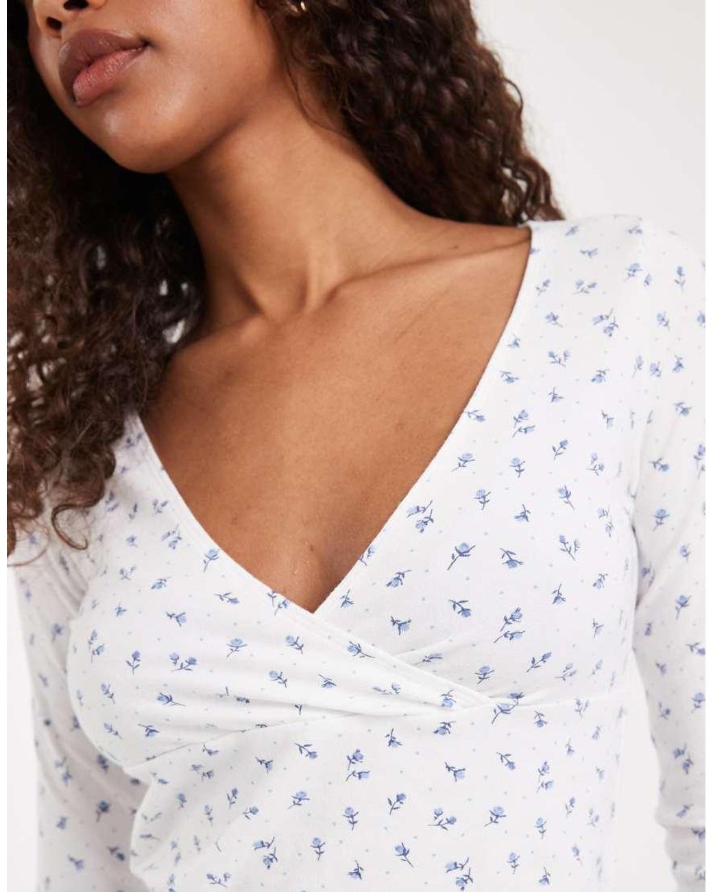 Hollister White Long Sleeve Wrap Top