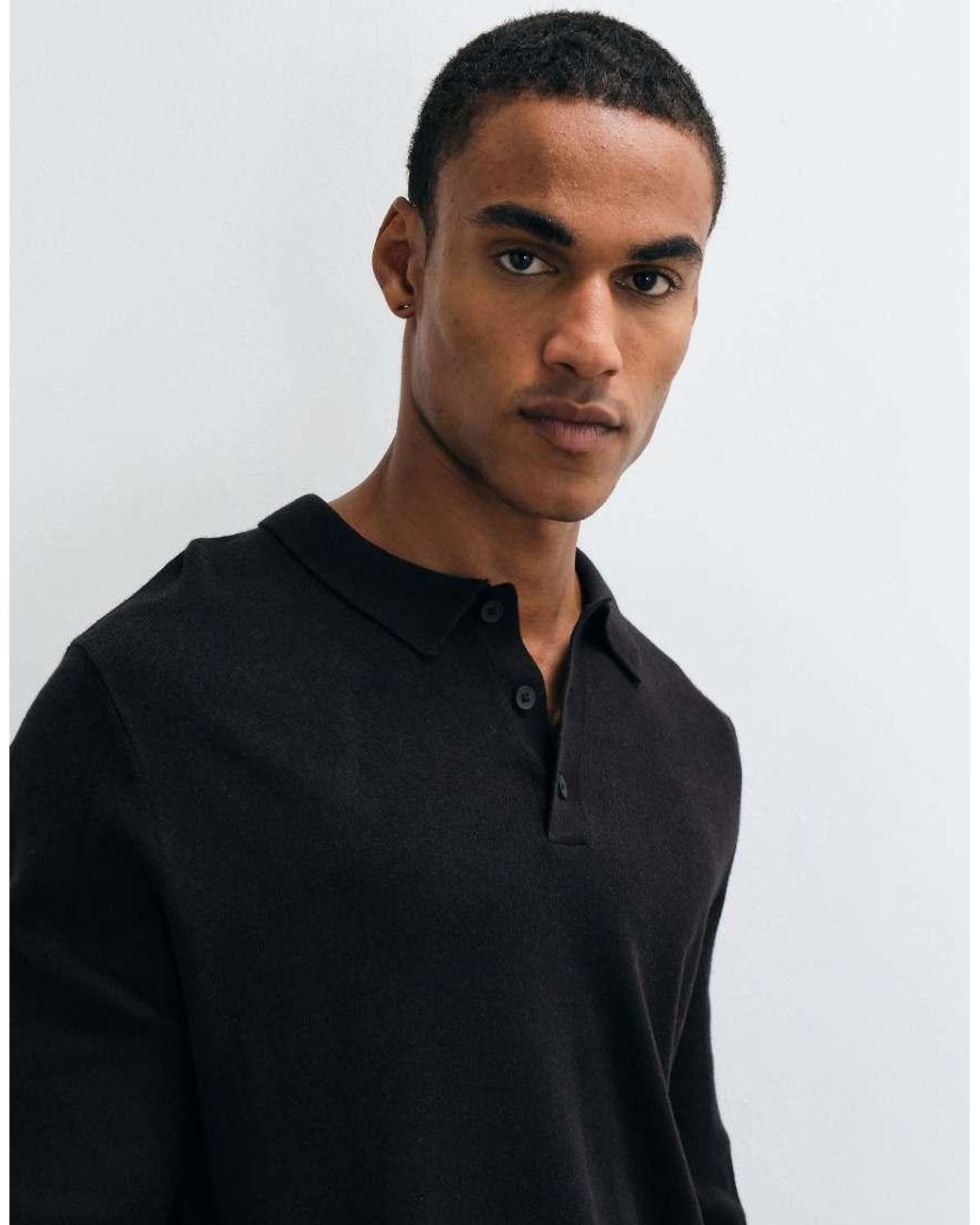JJ Rebel Blue Knitted Long Sleeve Polo for men