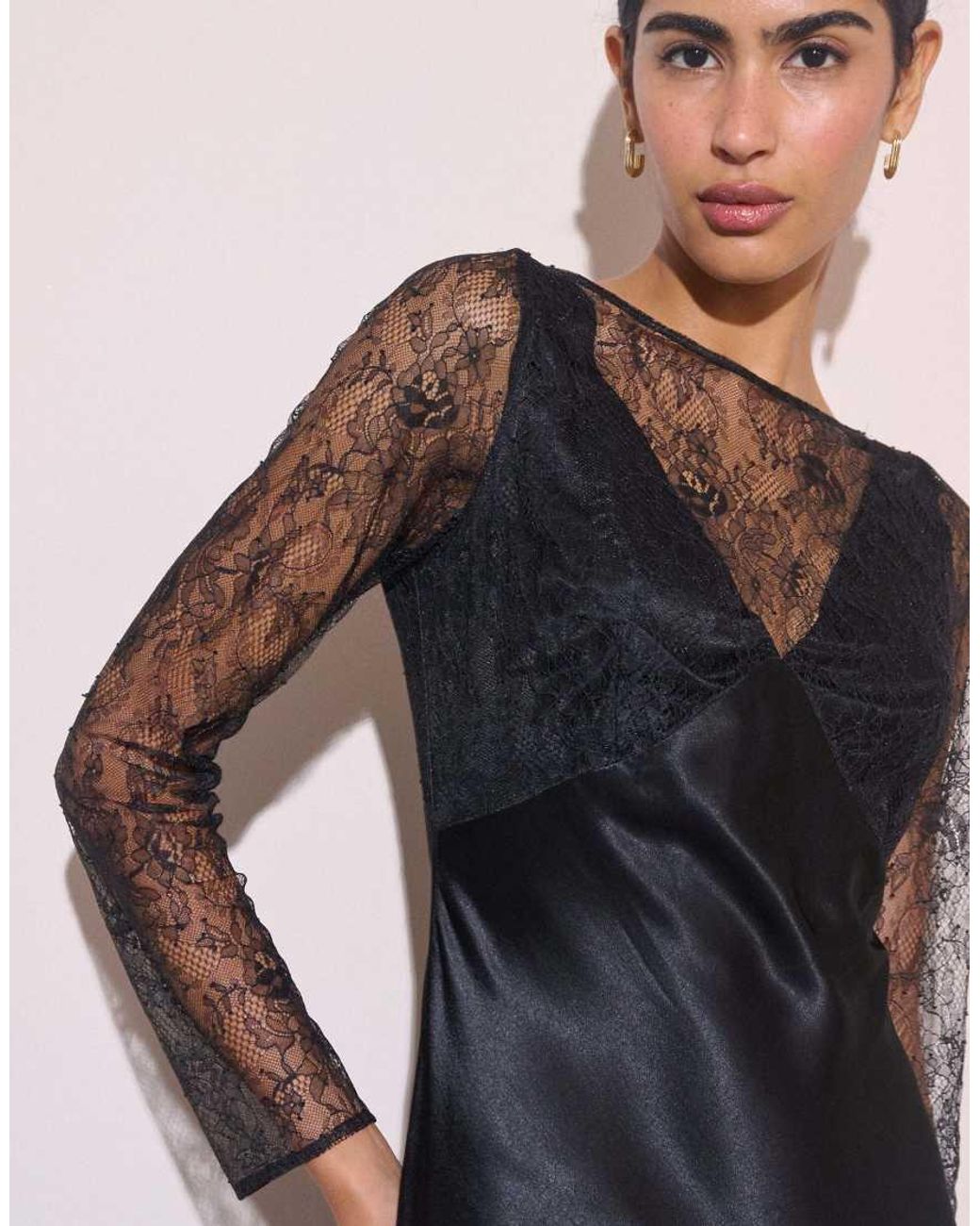 Nobody's Child Pink Lace Detail Satin Kimber Midi Dress