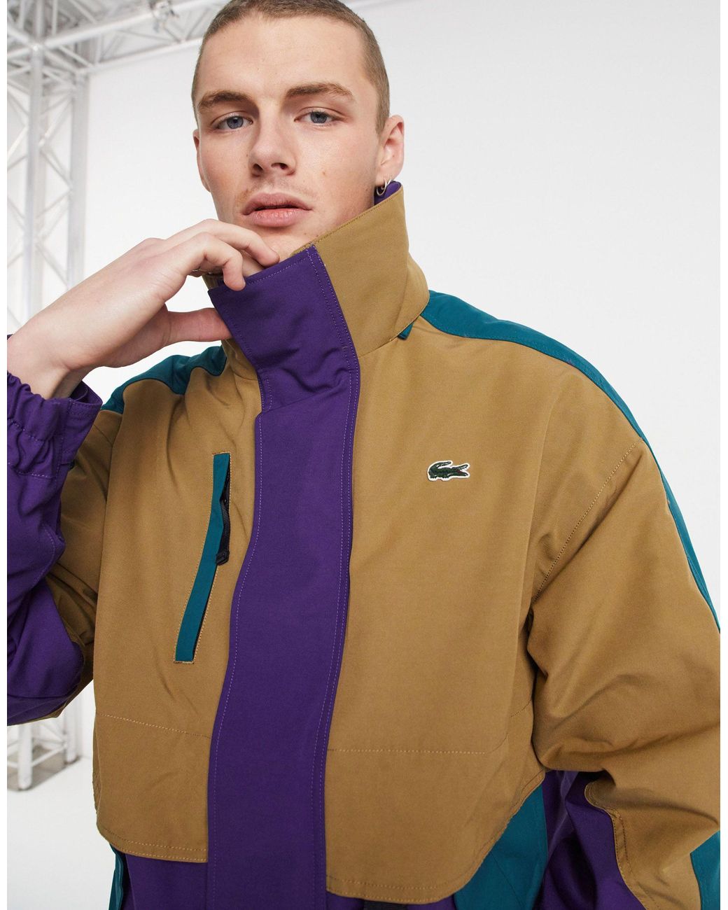 Poesi marxisme fajance Lacoste Live 90s Style Colourblock Parka in Green for Men | Lyst