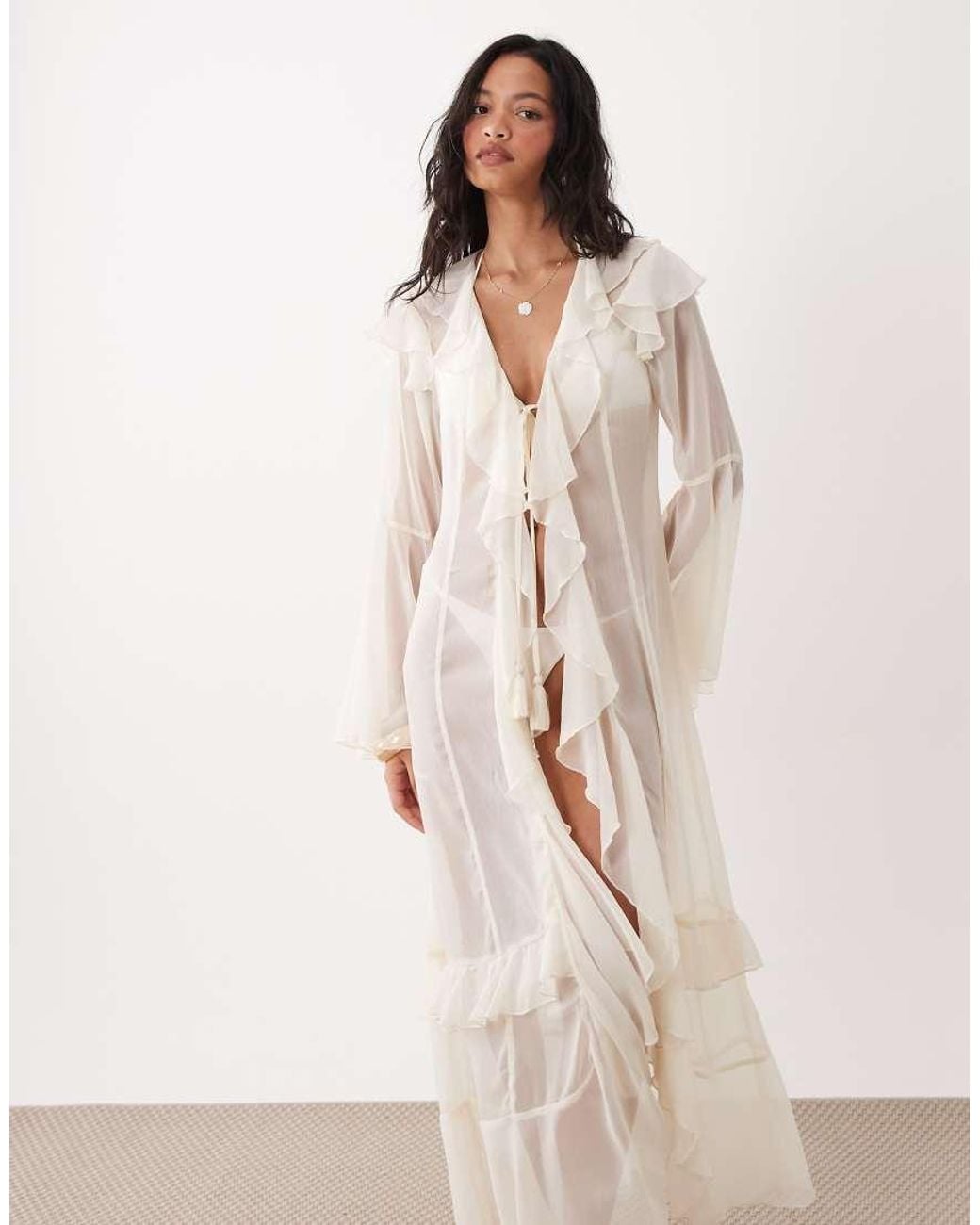 Miss Selfridge Natural Beach Maxi Cover Up
