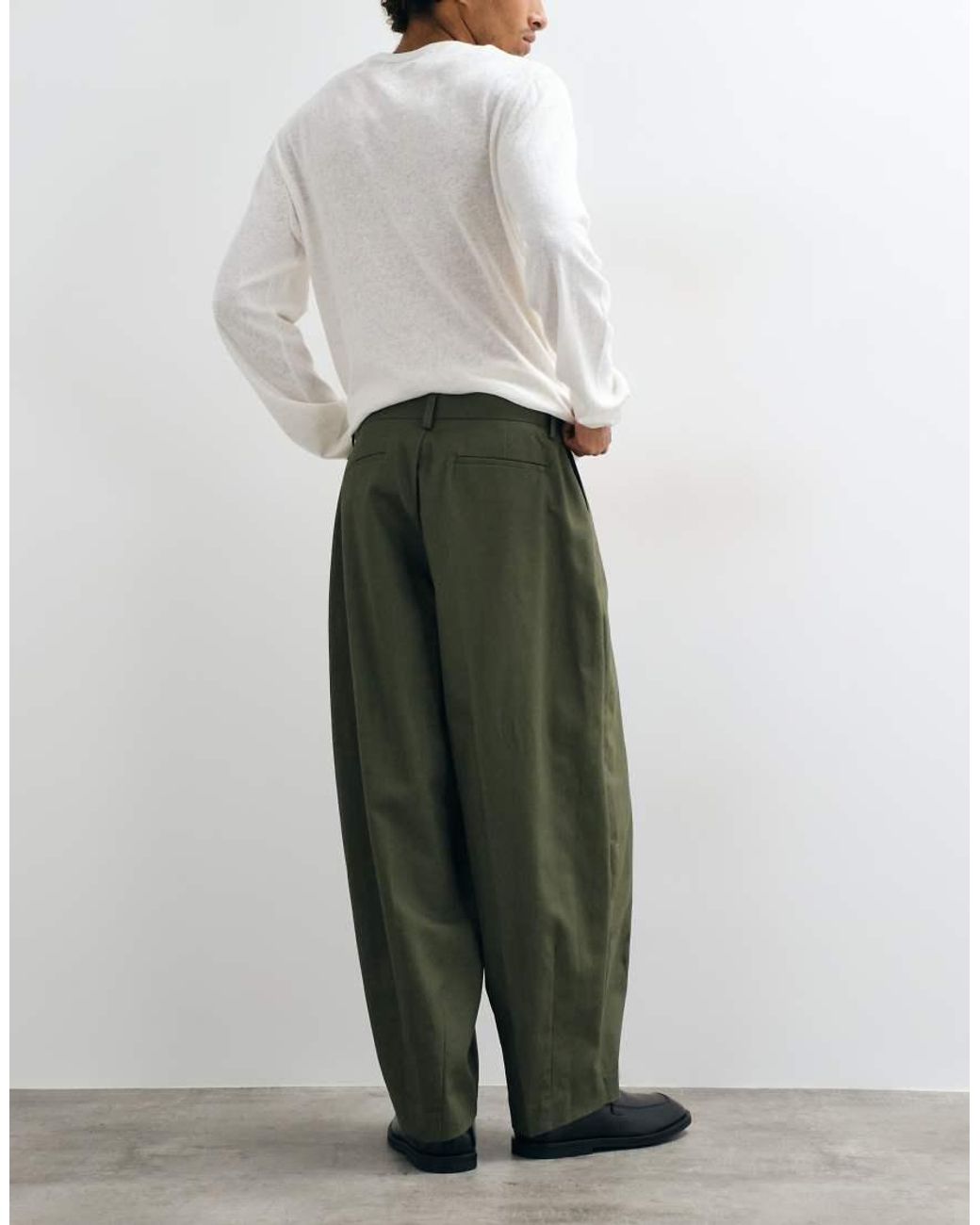 ASOS White 100% Cotton Heavyweight Tailored Wide Barrel Leg Trousers for men