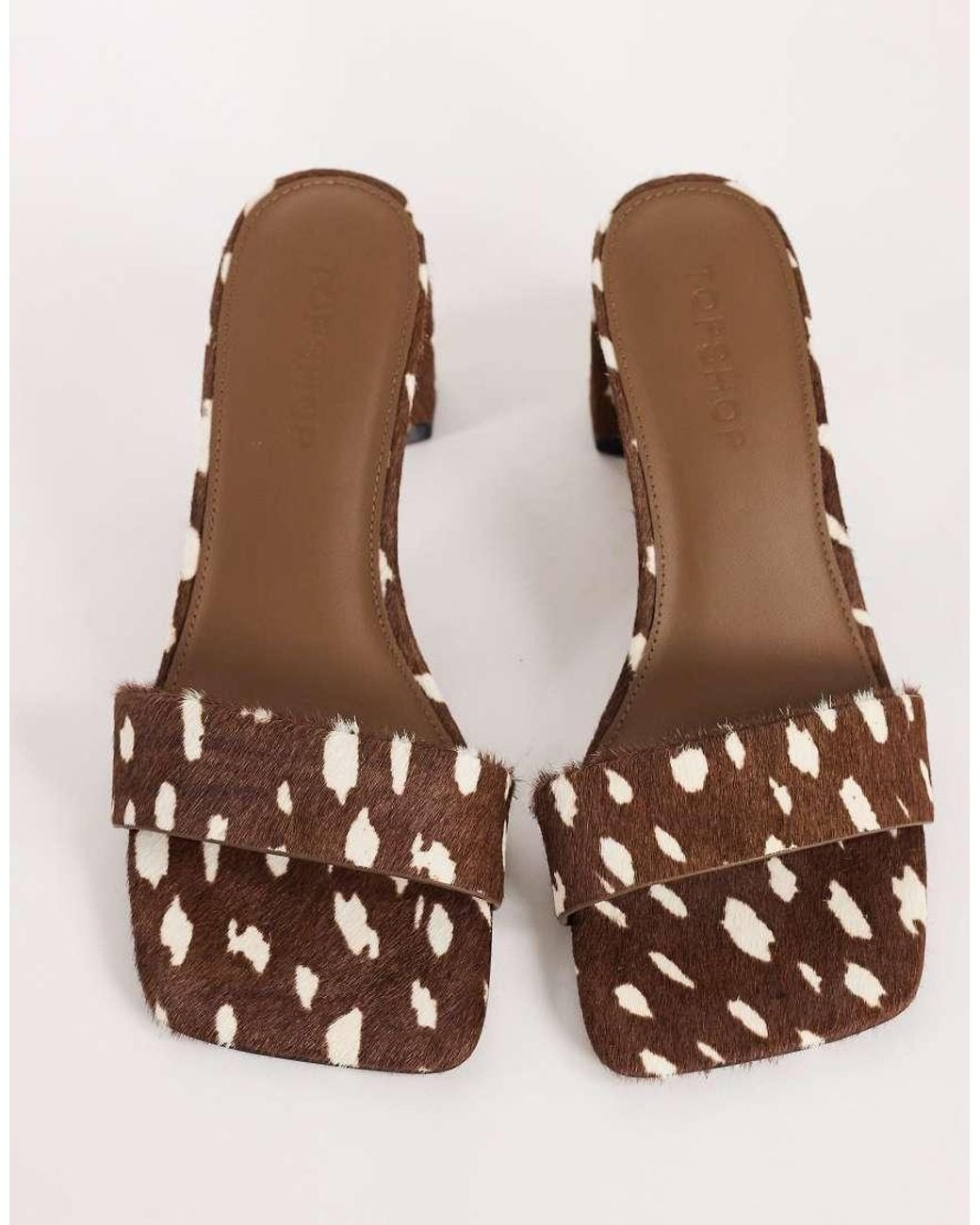 TOPSHOP Natural Nela Mid Heel Mule