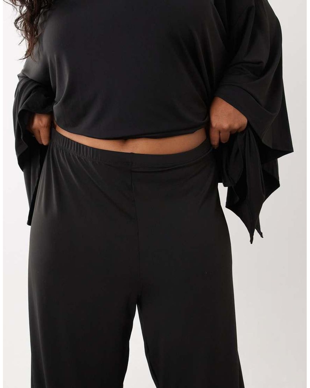ASOS Black Asos Design Curve Wide Leg Co-ord Trouser