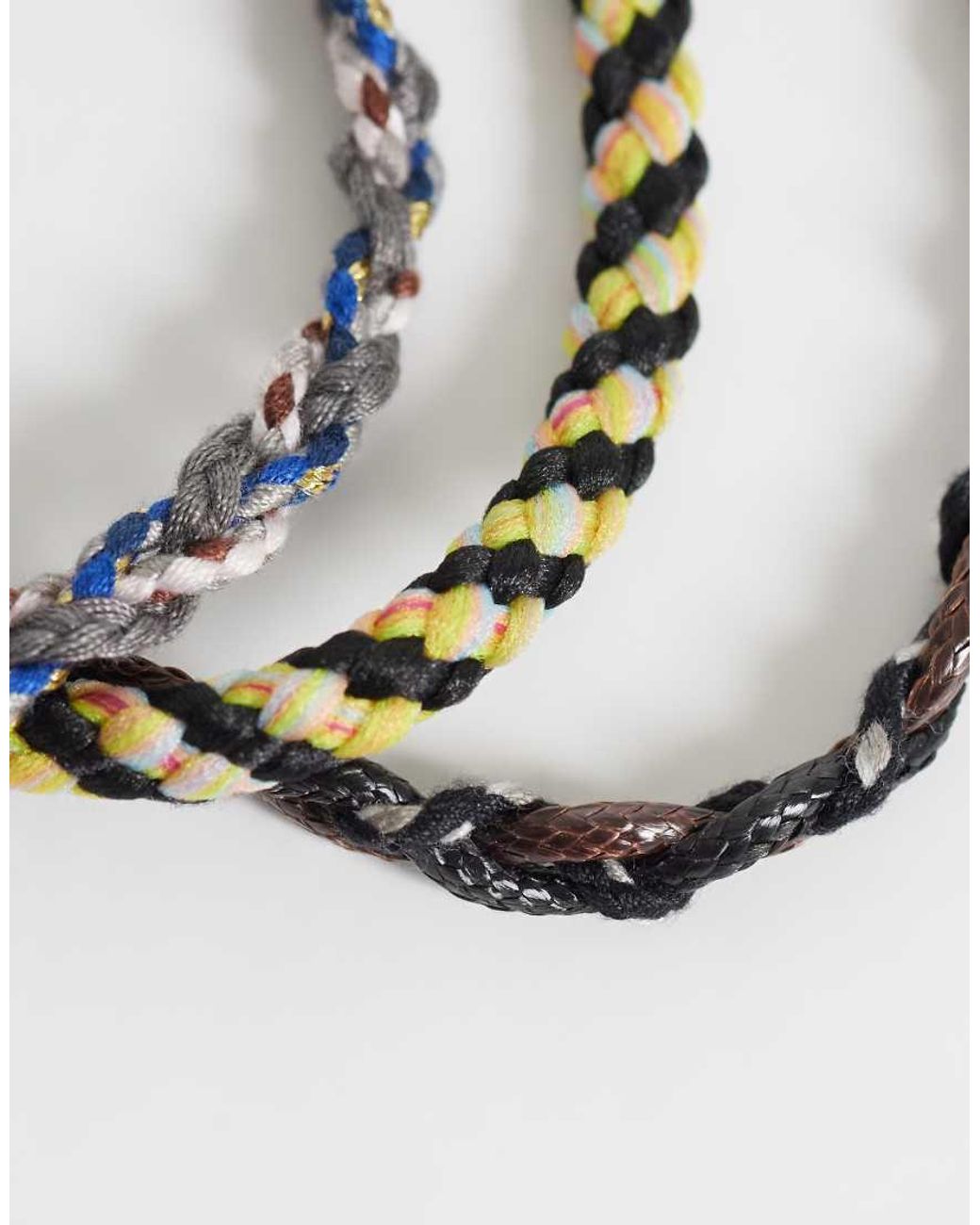 ASOS Gray 3 Pack Twisted Plait Rope Bracelet for men
