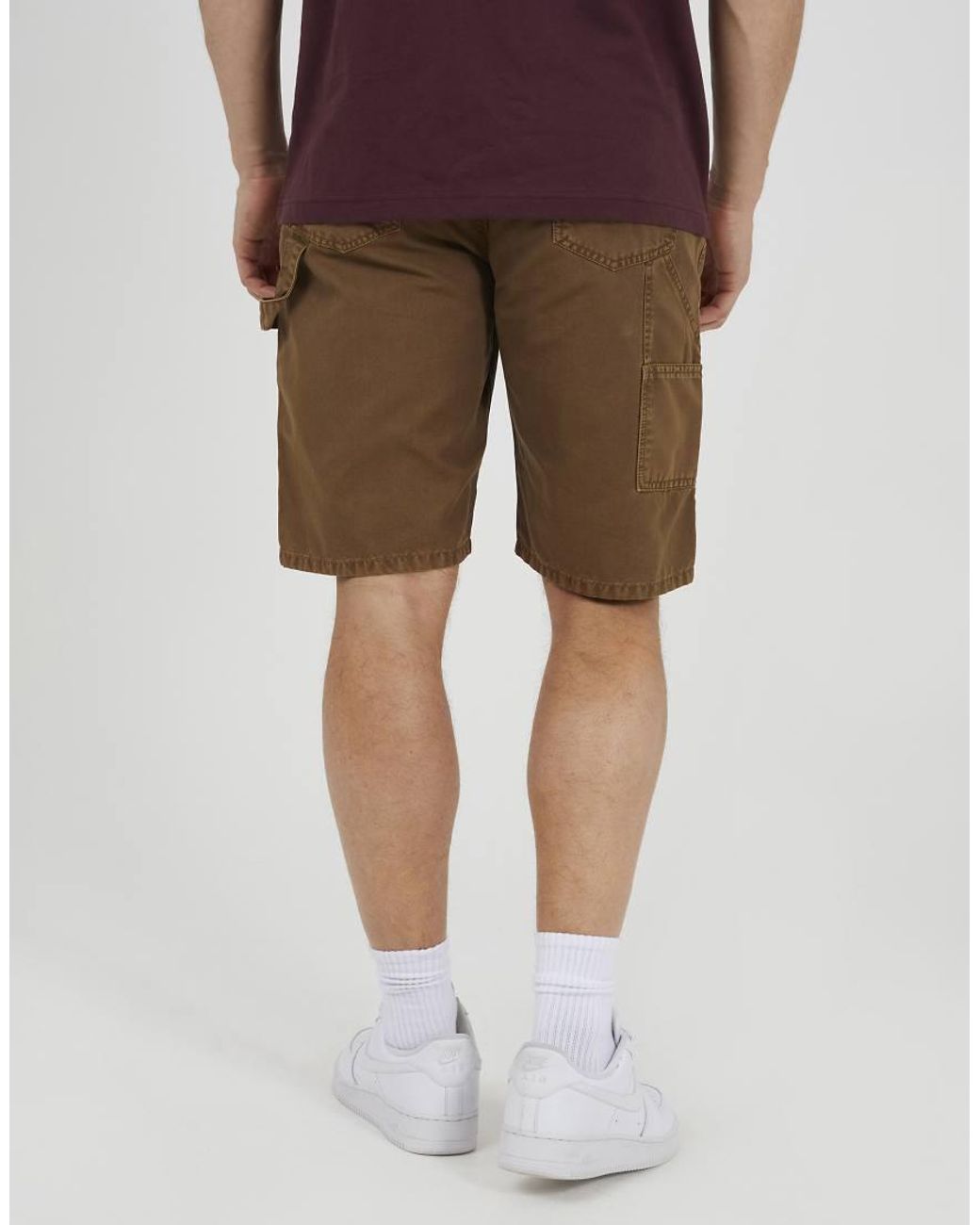 Brave Soul Brown Carpenter Button-Up Shorts for men