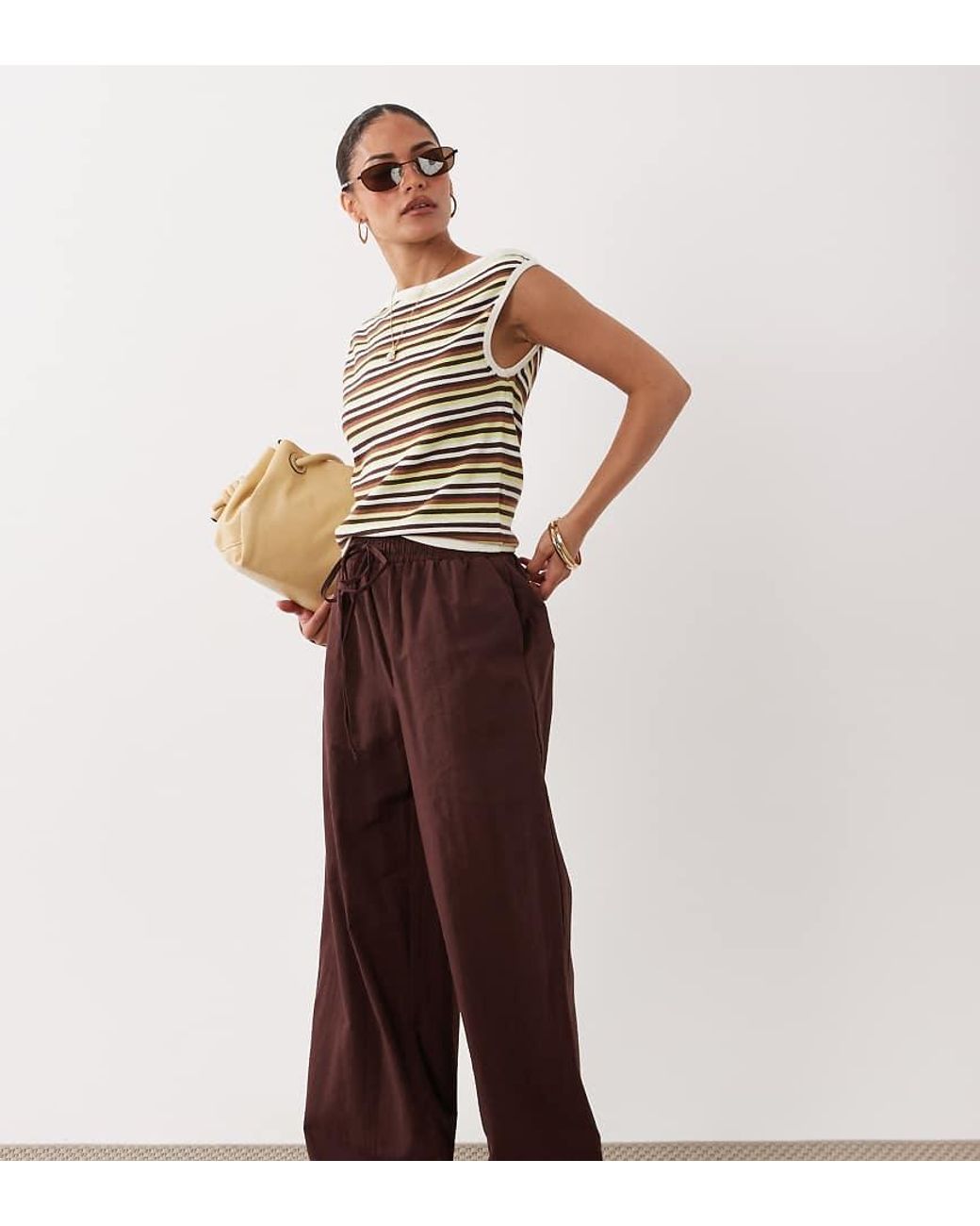 Miss Selfridge White Linen Blend Wide Leg Trouser