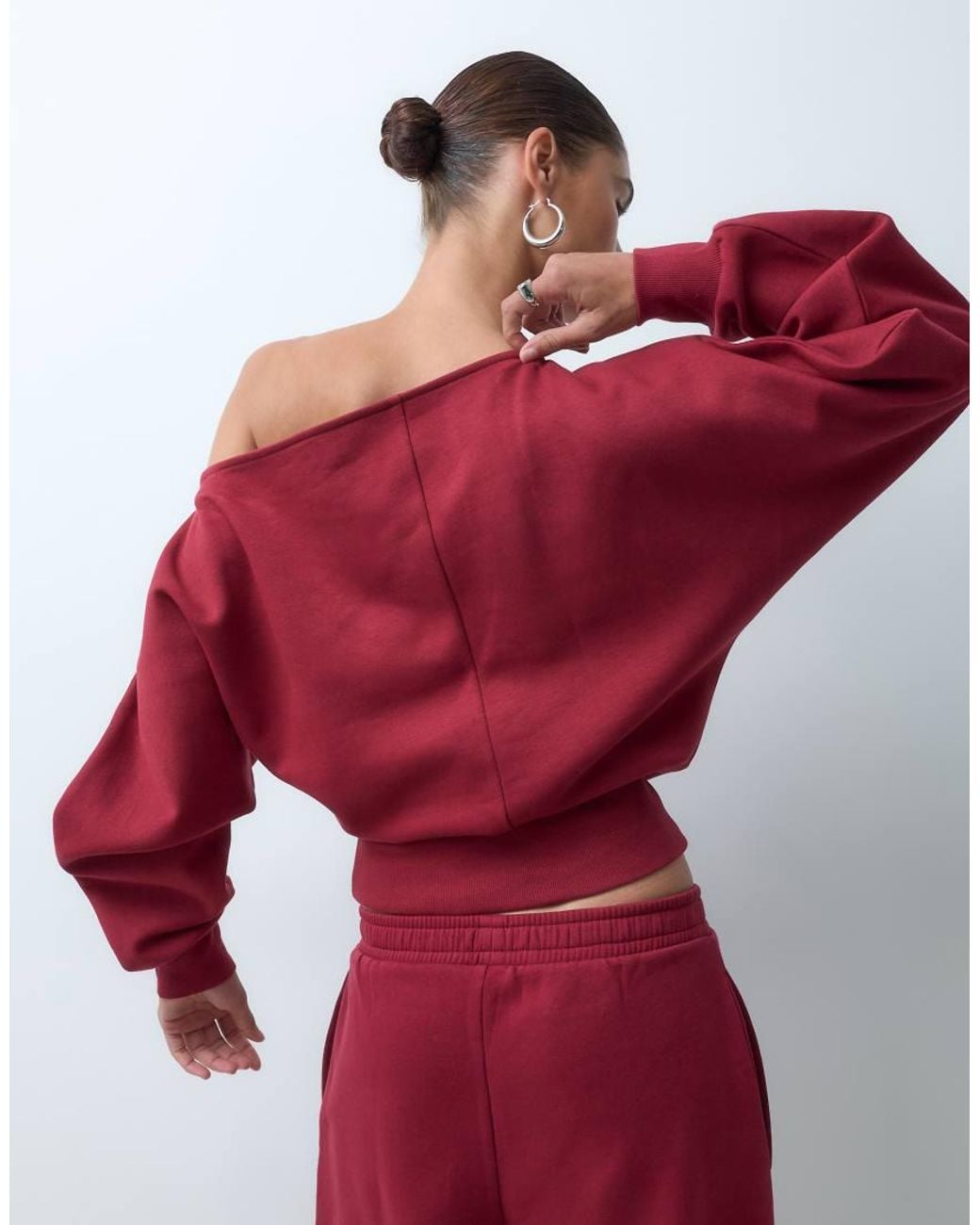 ASOS Red Slash Neck Batwing Sweatshirt