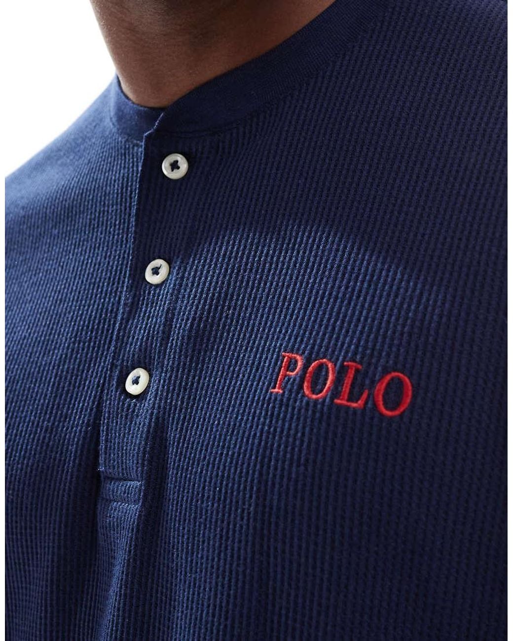 Polo Ralph Lauren Blue Waffle Lounge Long Sleeve T-shirt for men