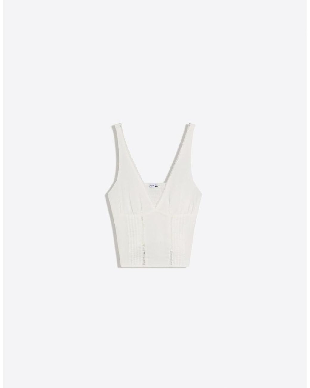 Bershka White Lace Strappy Top