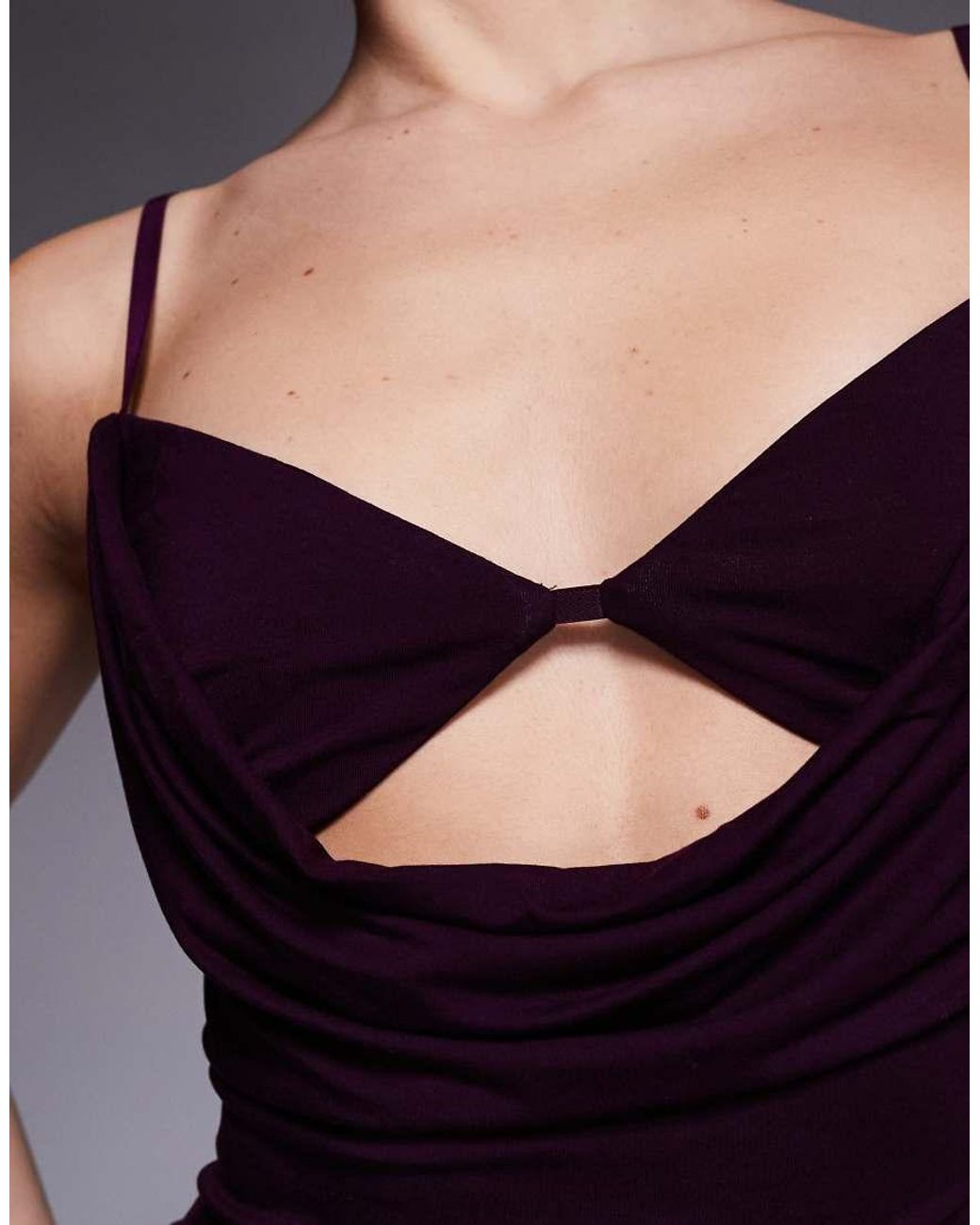 Edikted Purple Layered Bra Cowl Neck Mini Dress