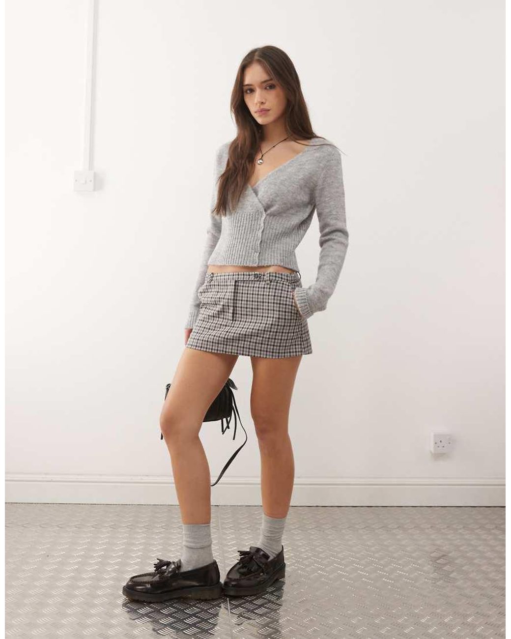 Monki Natural Tailored Mini Skirt