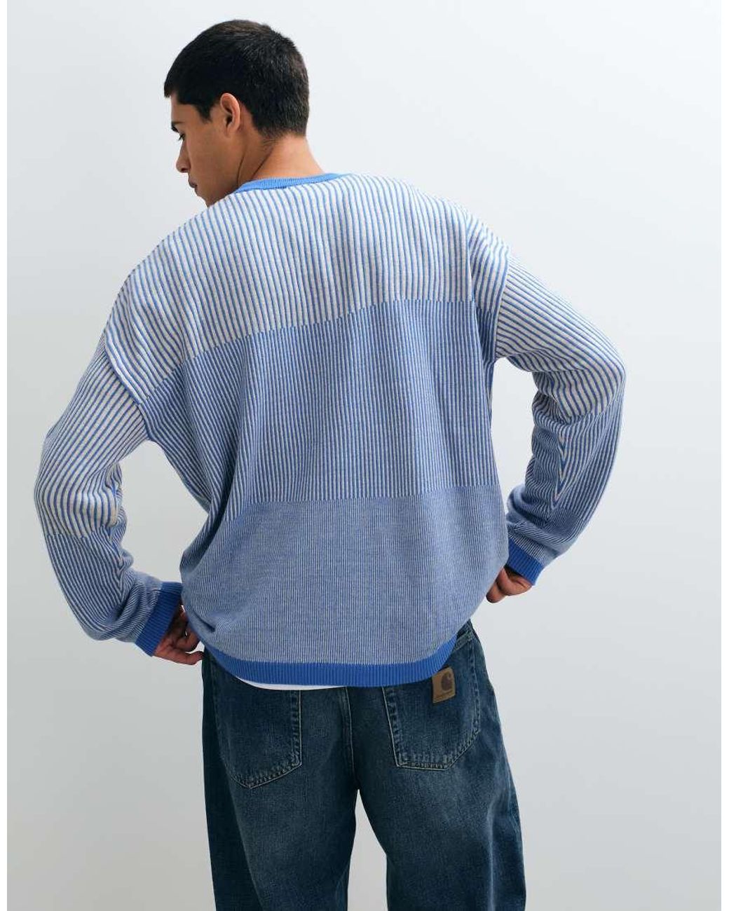 ASOS Blue Oversized Crew Neck Jumper for men