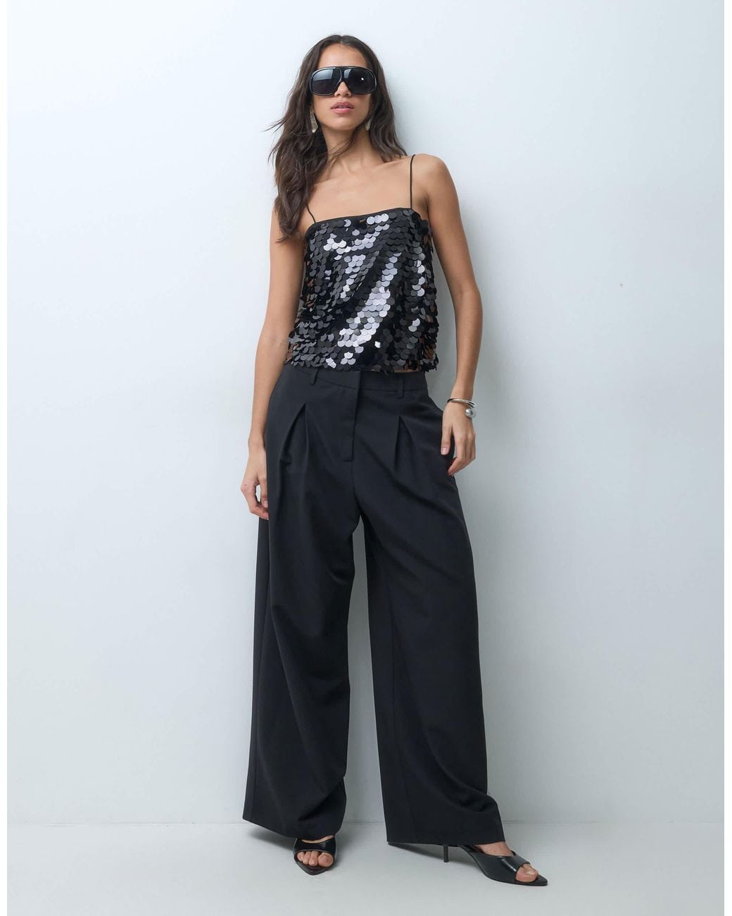 ASOS Blue Sequin Square Neck Cami