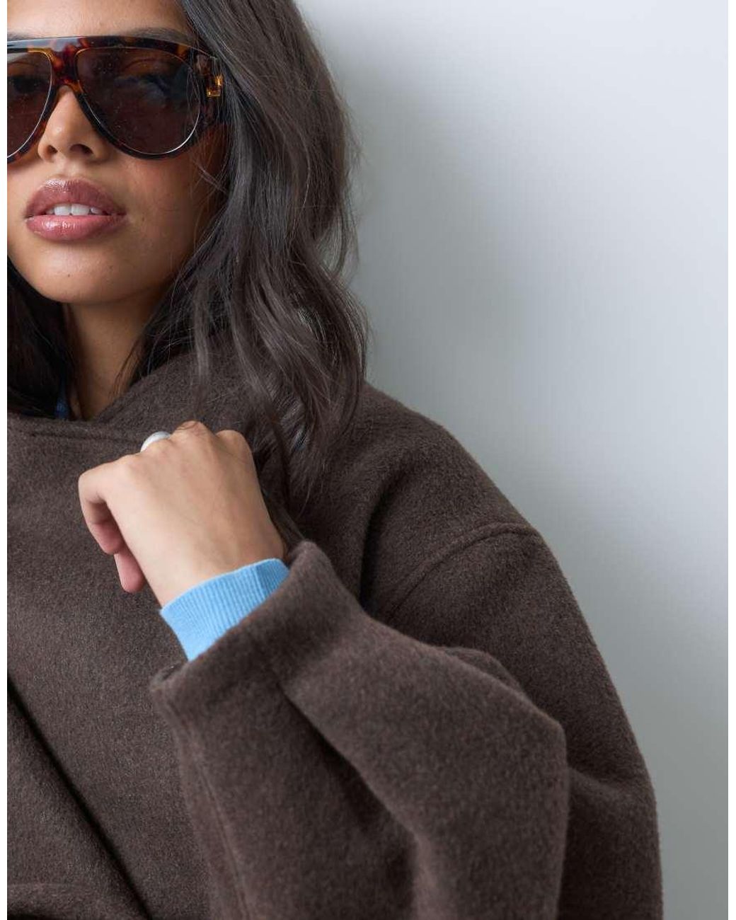 ASOS Blue Short Formal Waterfall Coat With Wool