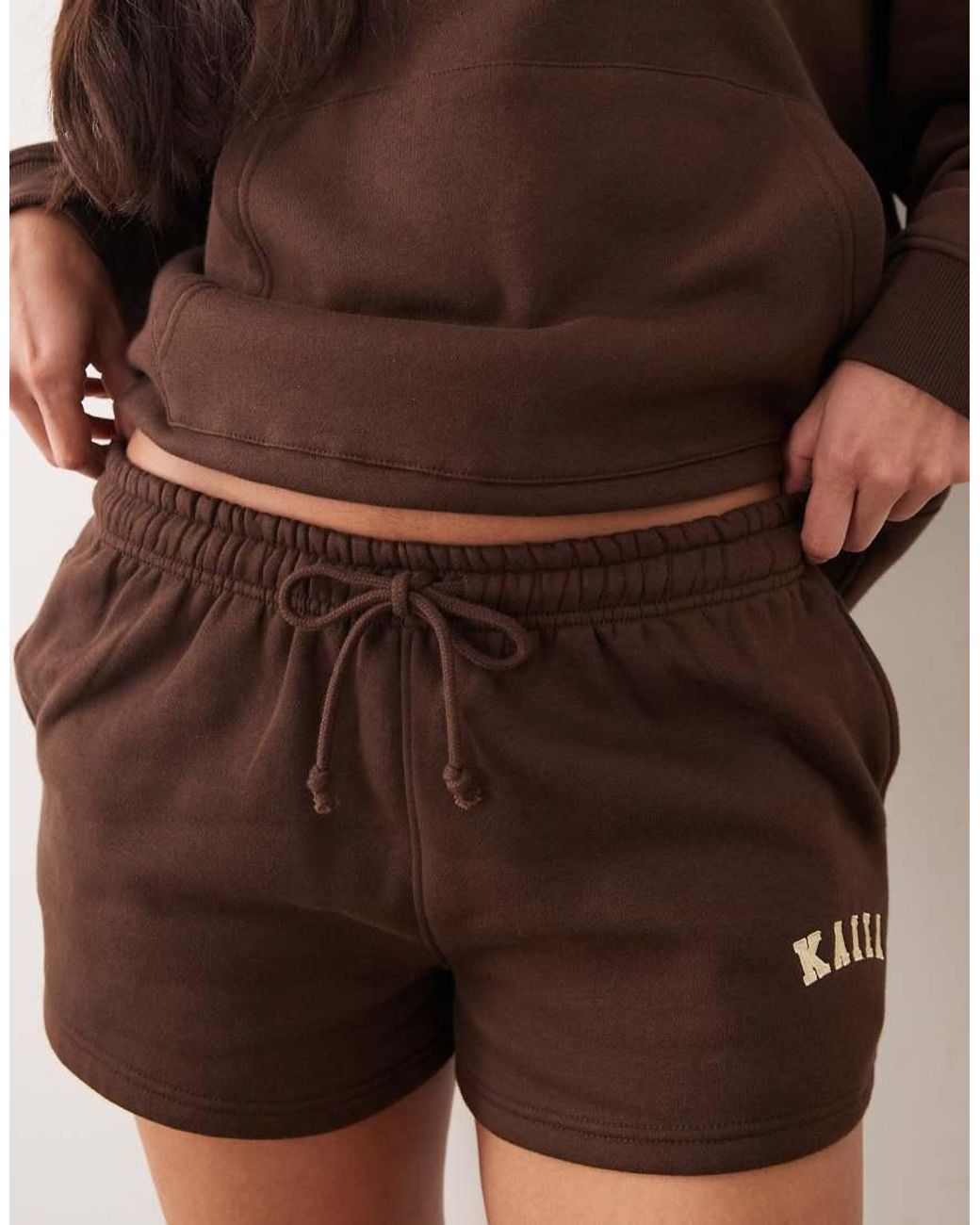 Kaiia Brown Studio Embroidered Logo Shorts