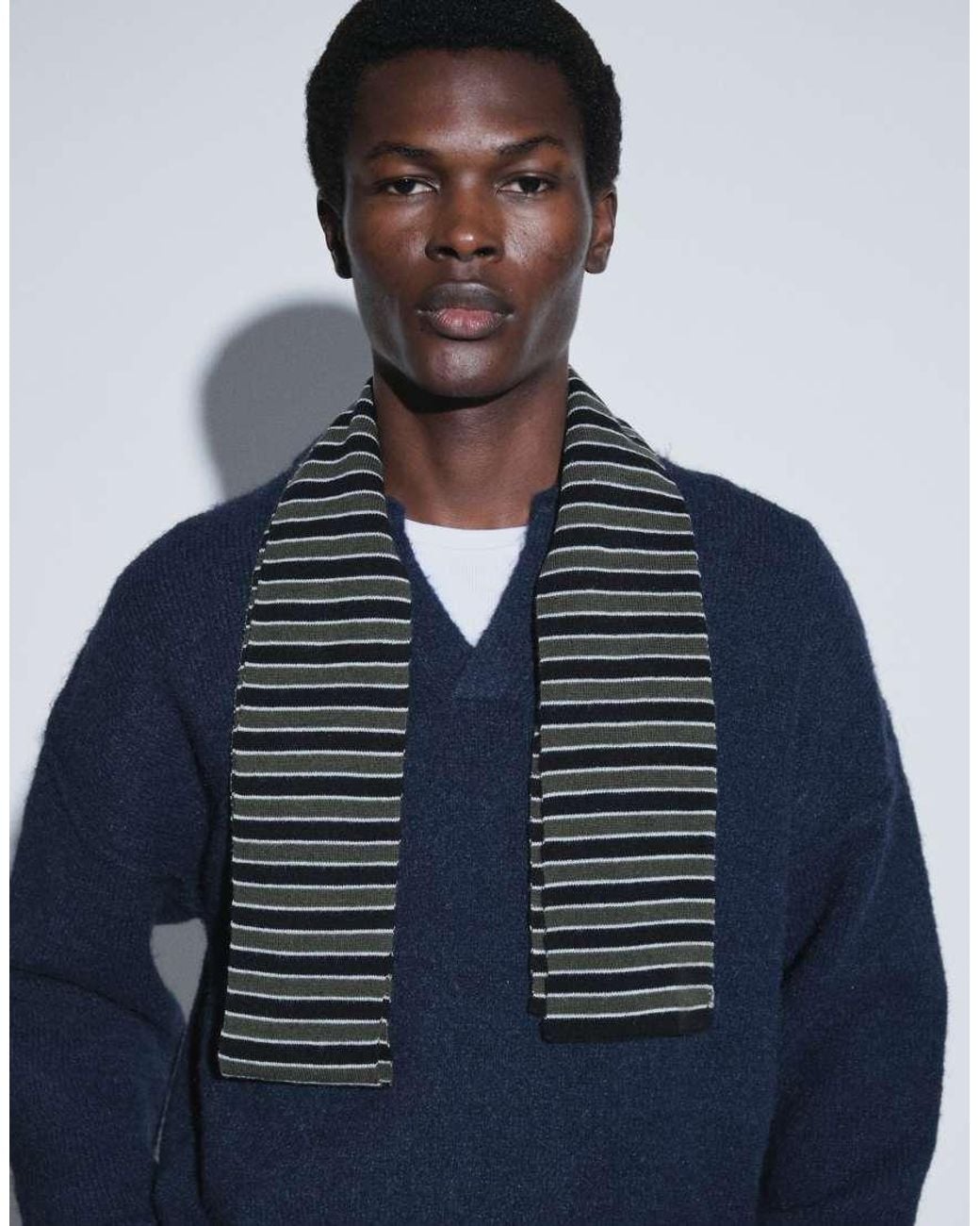 ASOS Blue Relaxed Knitted Exposed Seam Notch Neck Jumper for men