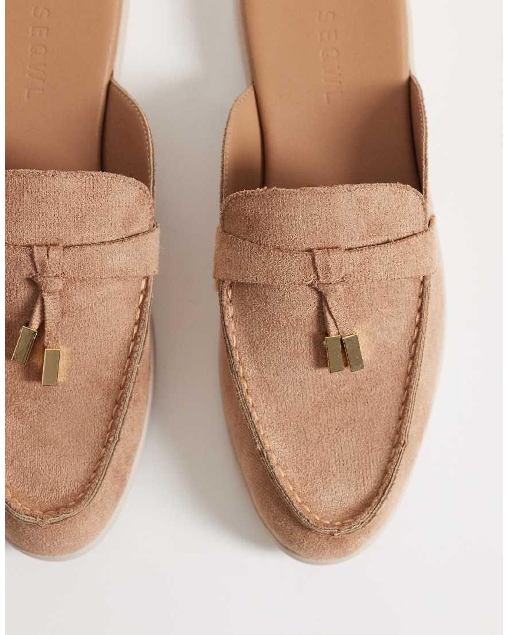 SEQWL White Mule Tassel Trim Loafer