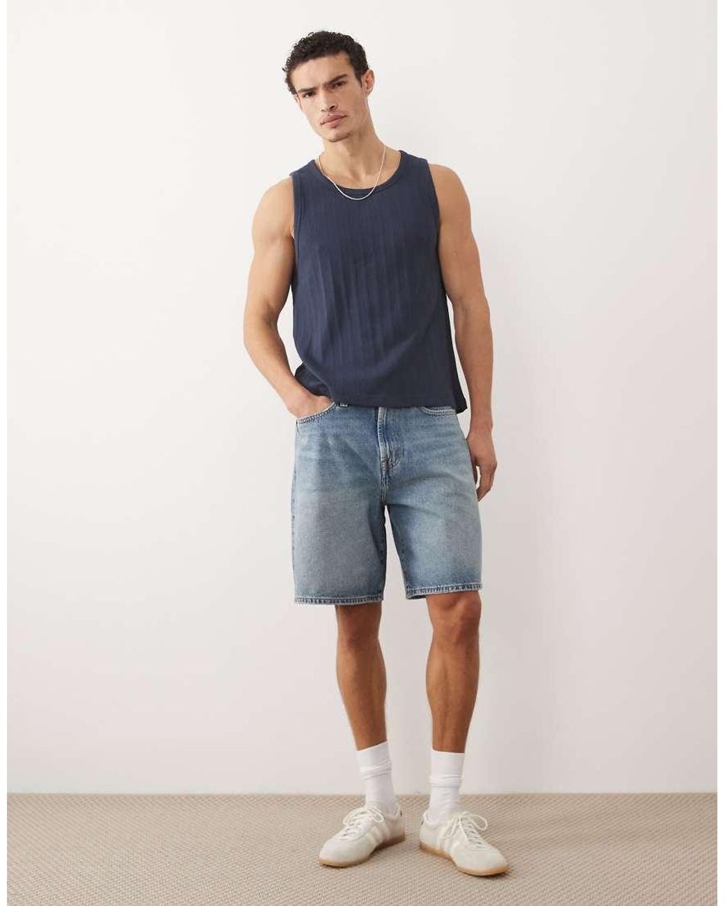 Abercrombie & Fitch Blue Baggy Jorts for men