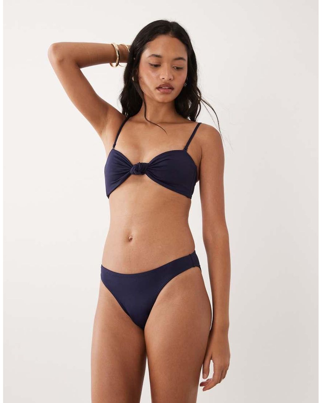 GOOD AMERICAN Multicolor Matte Twist Detail Bandeau Bikini Top