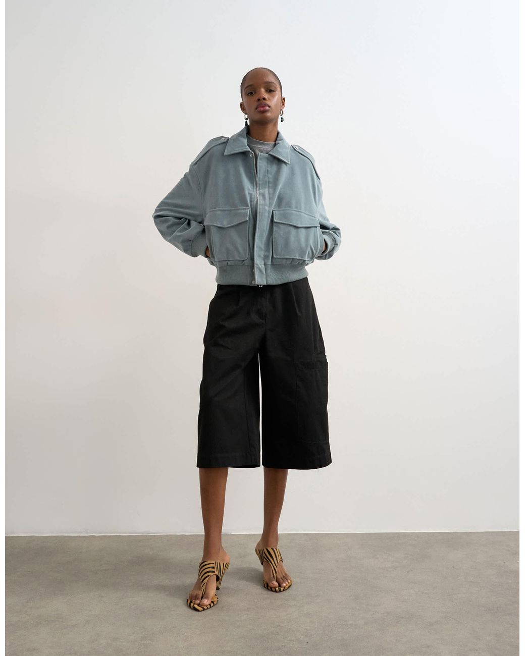 TOPSHOP Blue – jacke aus wildlederimitat