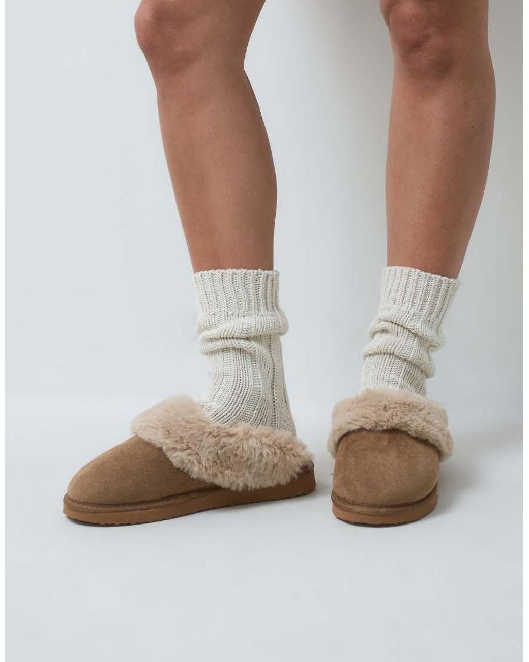 ASOS Blue Zippy Cuffed Closed Toe Slipper