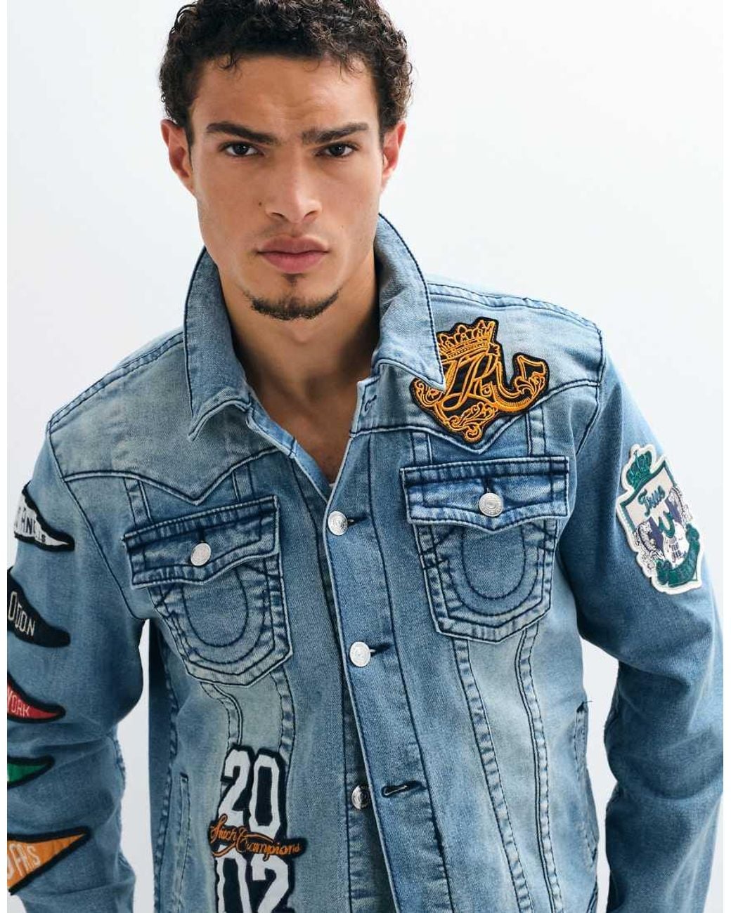 True Religion Blue Jimmy Varsity Jacket Co-ord for men