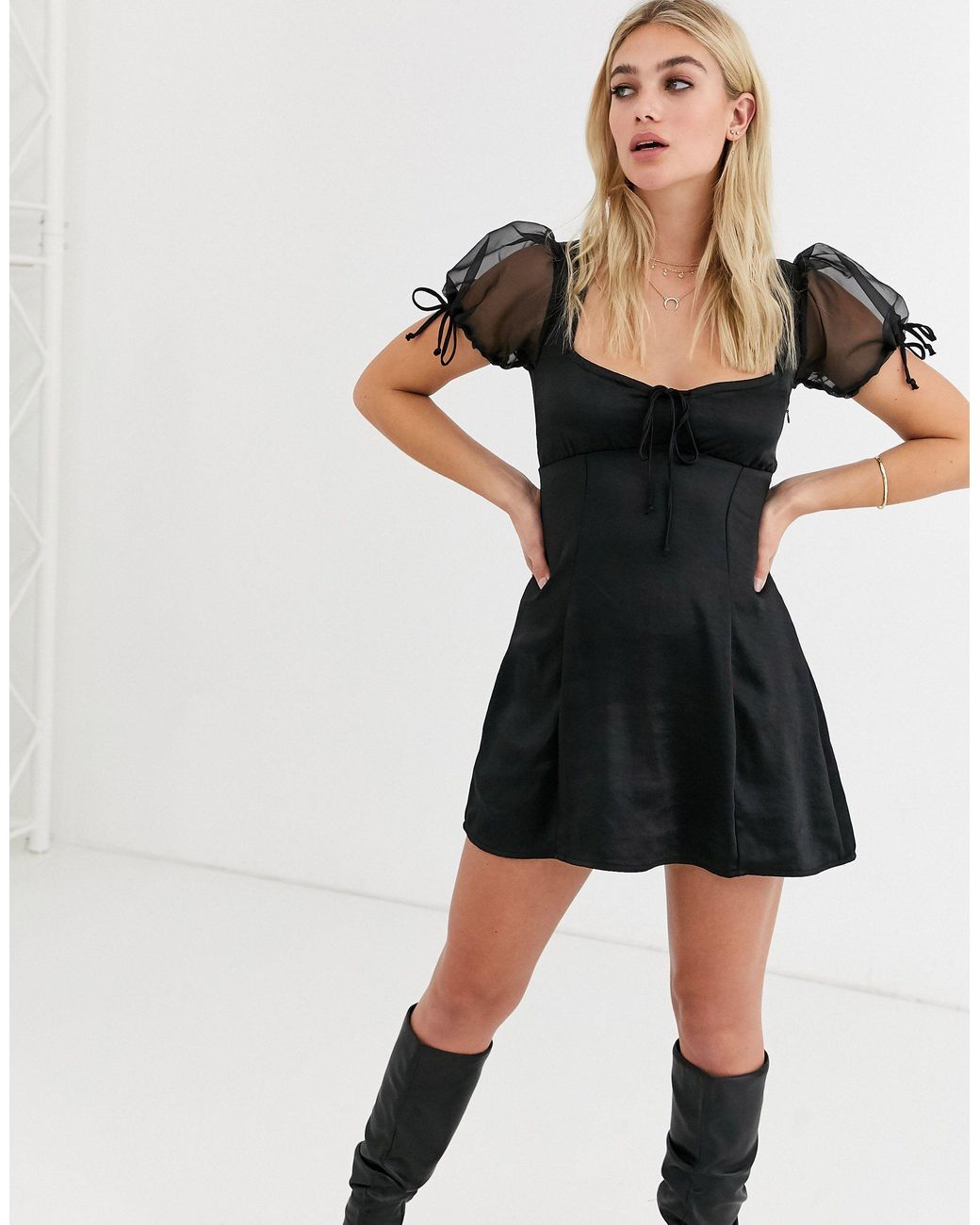 Black milkmaid style dress top