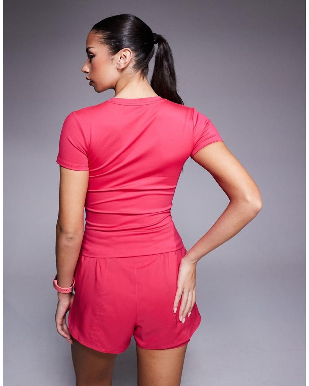 Nike Pink Nike One Training Fitted T-shirt