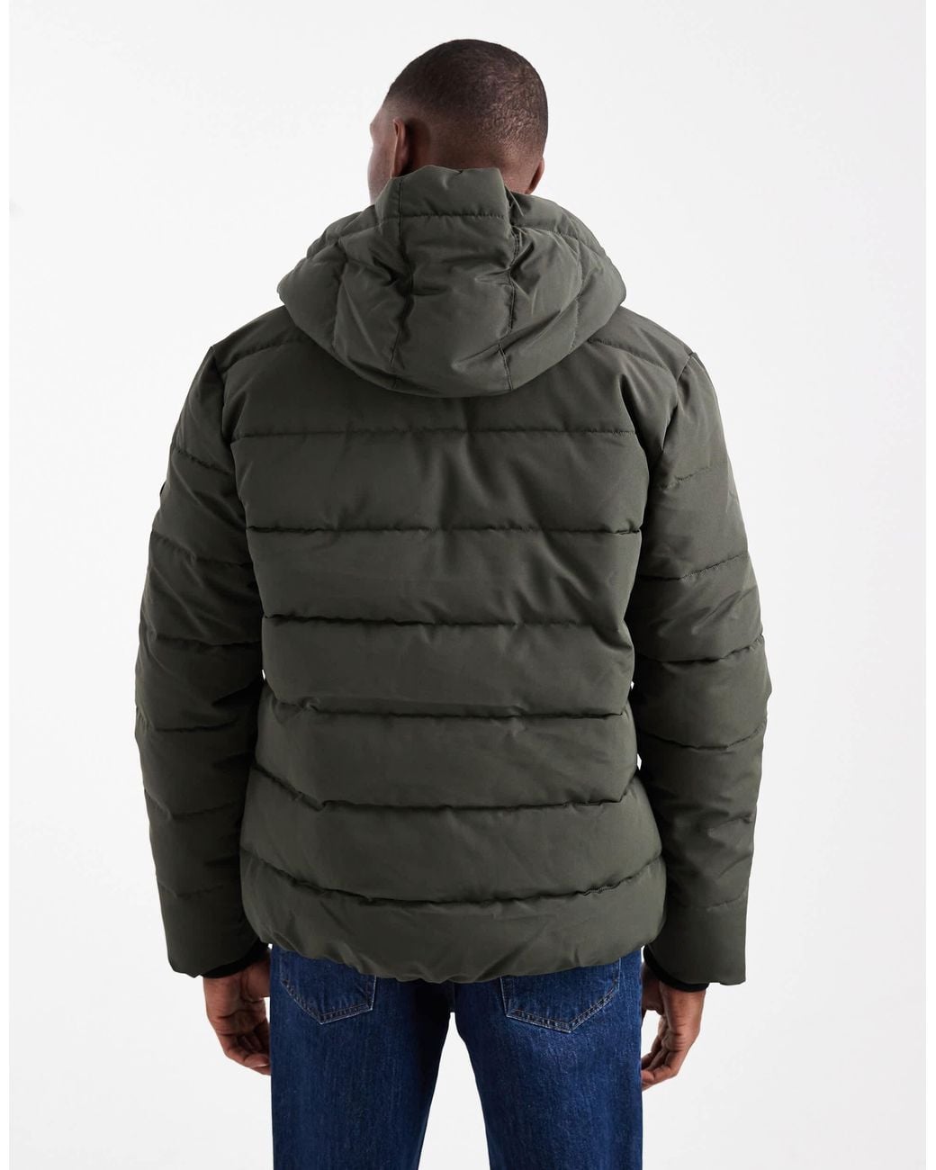 Only & Sons Gray Waterproof Hooded Puffer Coat for men