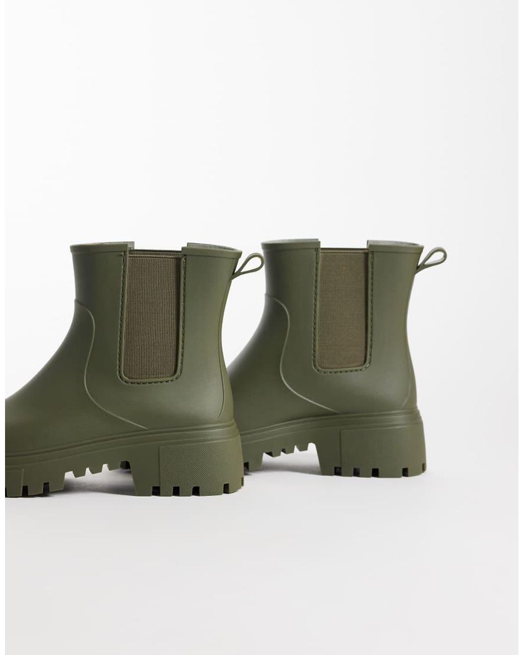 London Rebel Green Phoebe Chunky Chelsea Rain Boots