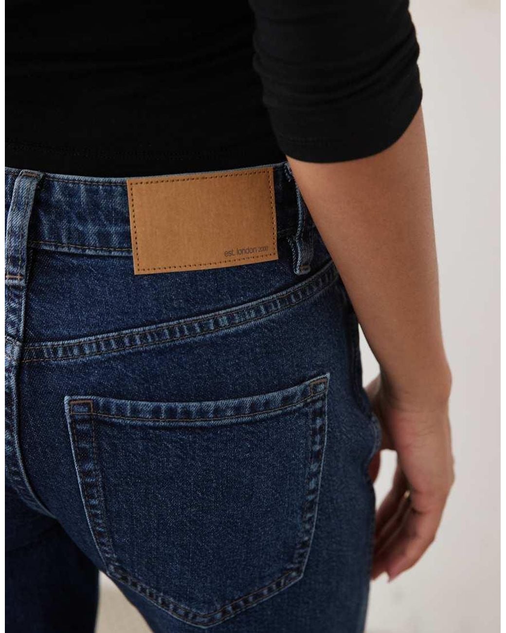 ASOS Blue Asos Design Petite Comfort Stretch Straight Leg Jean