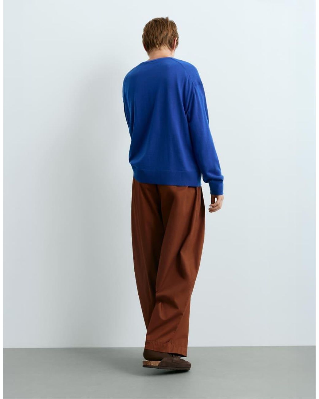 Oysho Blue 100% Wool V-Neck Knit Jumper