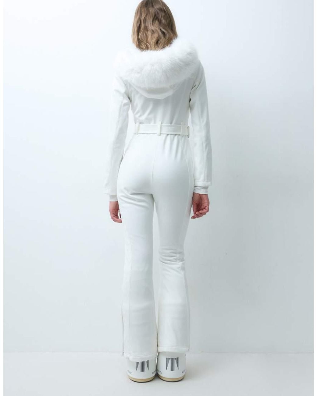 ASOS 4505 Ski & Snow Gray 4505 Ski Soft Shell Belted Ski Suit With Quilting Detail And Faux Fur Hood