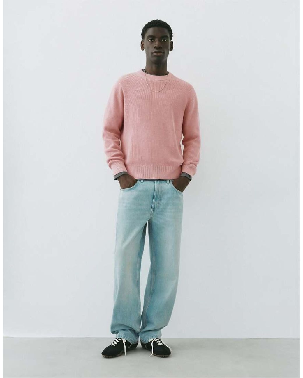 Pull&Bear Pink Basic Jumper for men