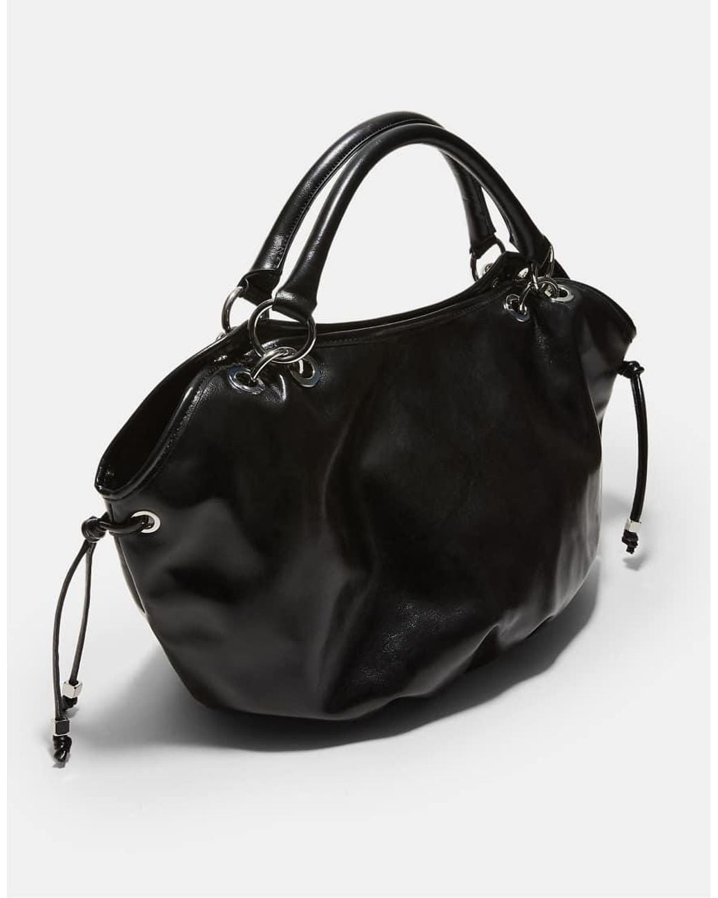 Stradivarius Black Round Shopper Bag With Metal Details