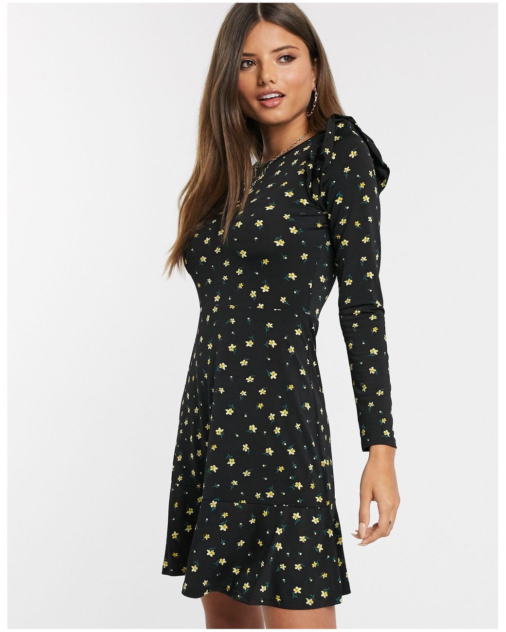 Warehouse Synthetic Floral Print Frill 