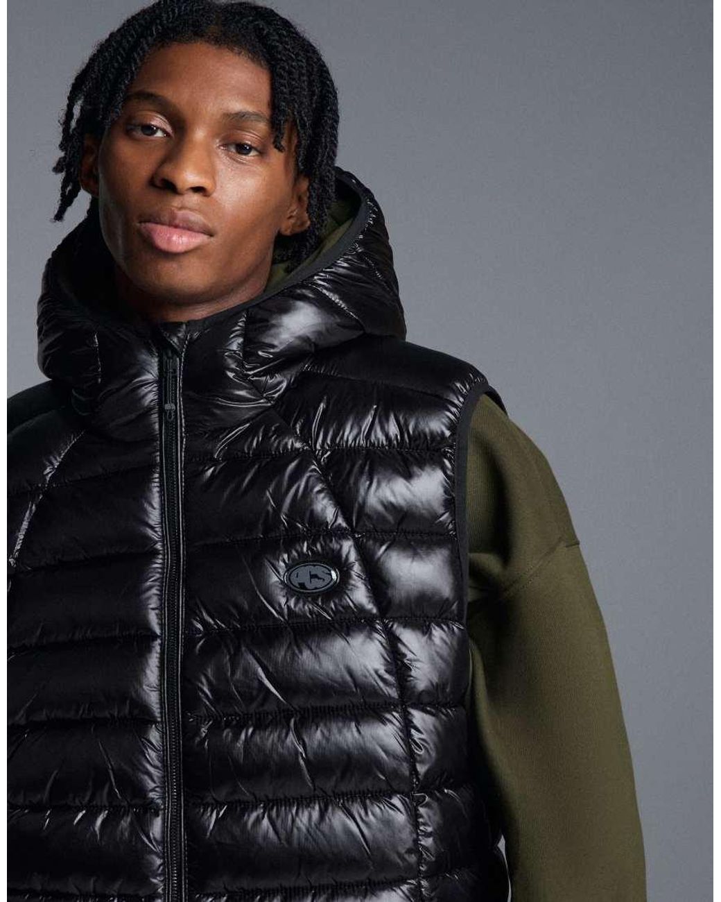 Bershka Gray Ultralight Quilted Gilet for men