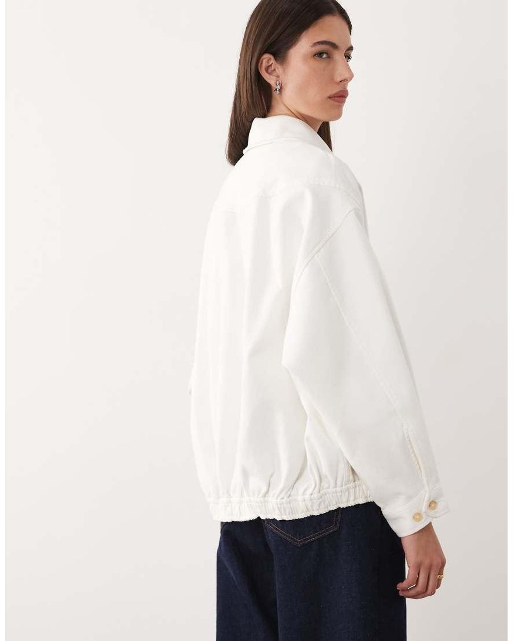 Polo Ralph Lauren White Icon Logo Cotton Twill Oversized Fit Harrington Bomber