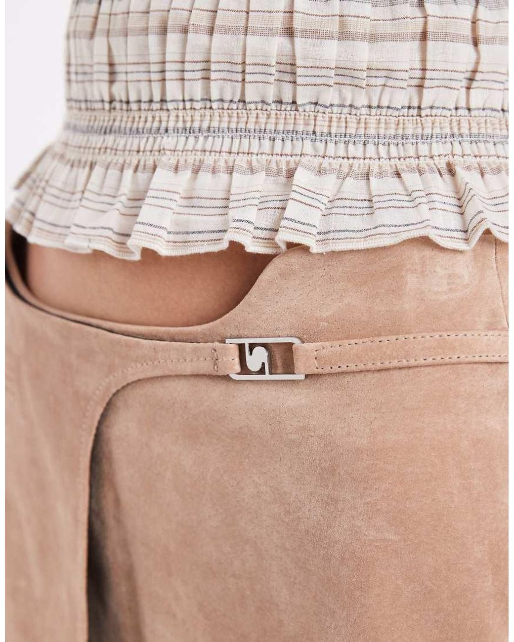 laagam Brown Luana Real Suede Western Mini Skirt