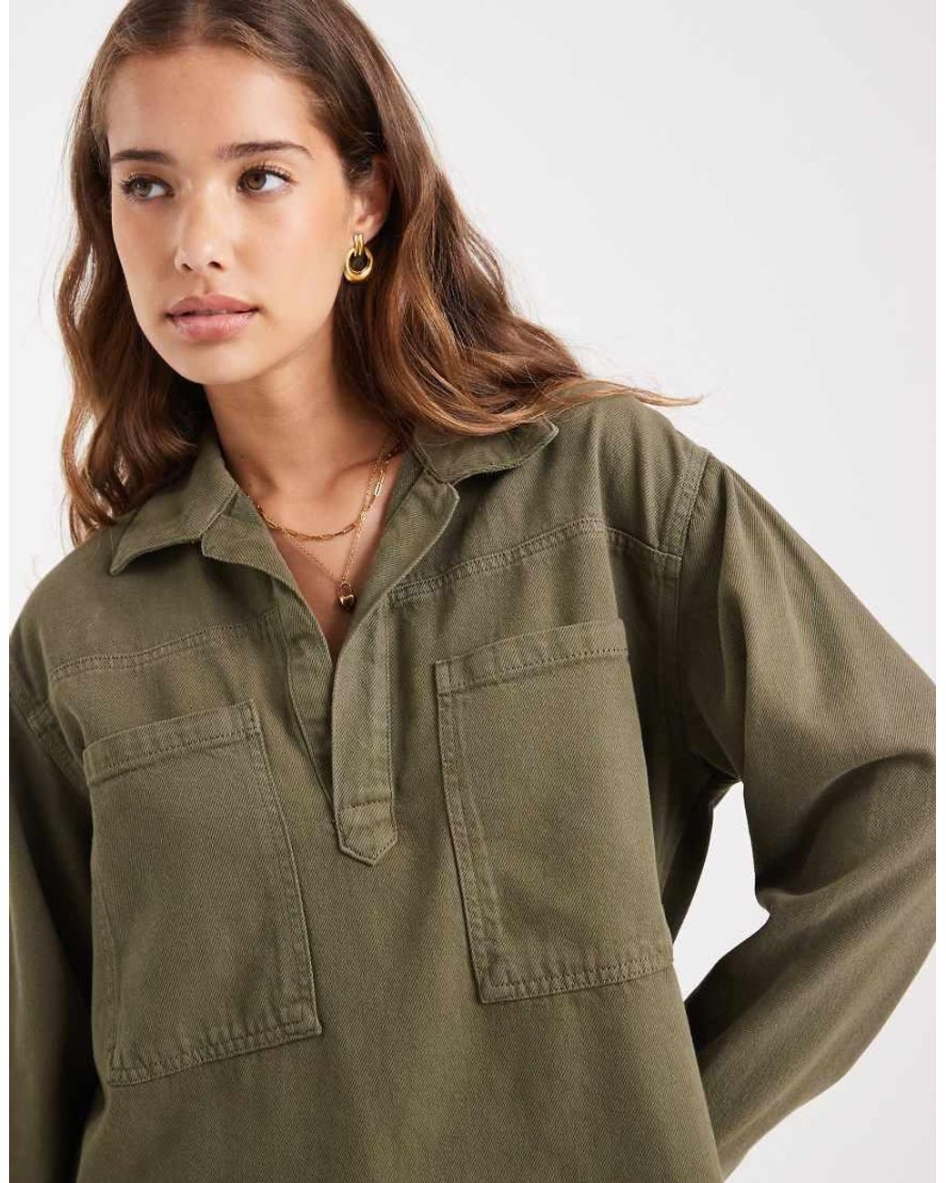 ASOS Green Denim Rugby Top