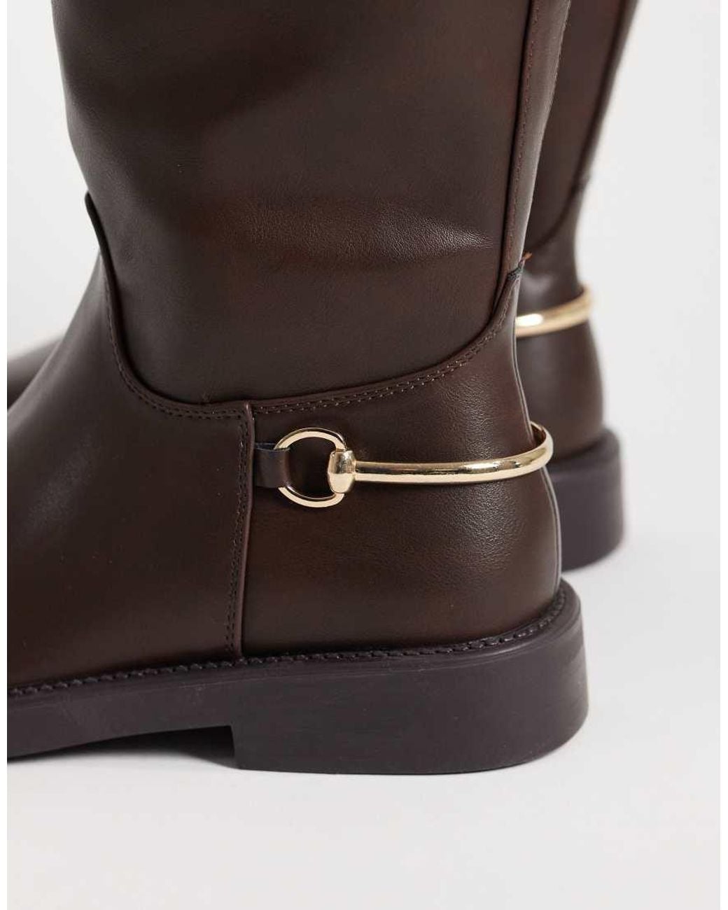SIMMI Brown Simmi London Wide Fit Garnet Knee Boots With Horse Bit Detail