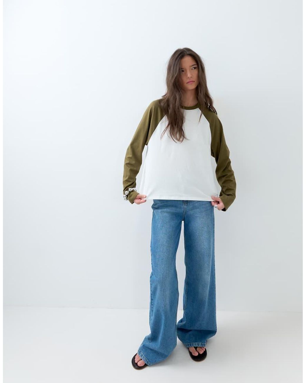 ASOS Brown Boxy Raglan With Contrast Sleeves