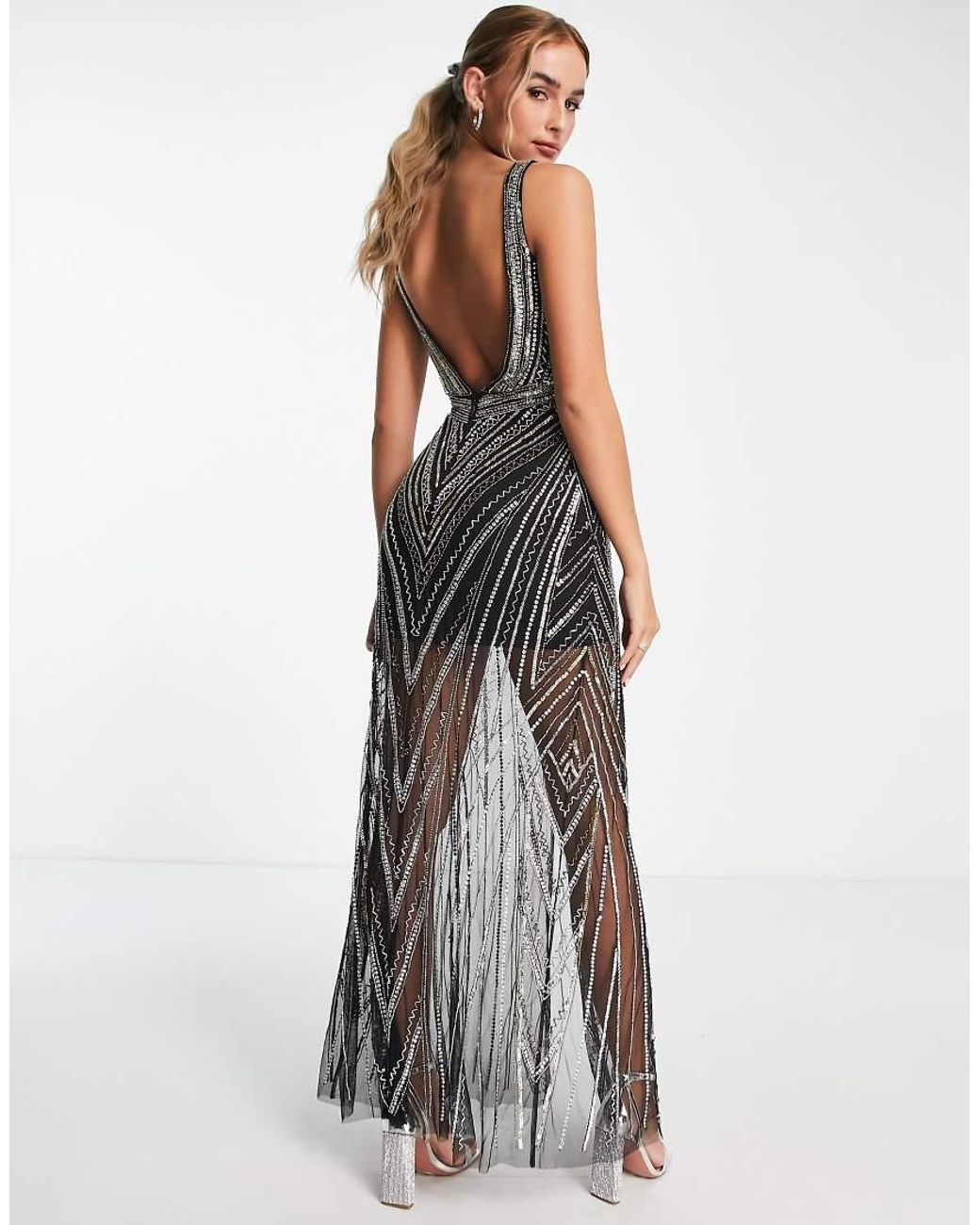 Miss Selfridge Premium Embellished V Front Maxi Dress in White Lyst UK