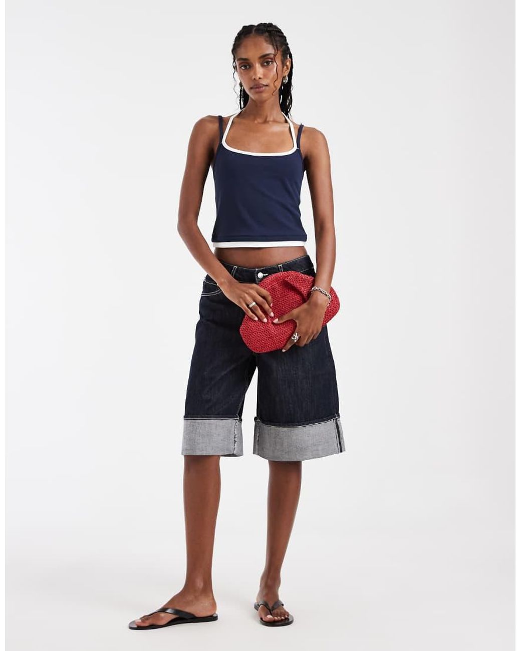 Hollister Blue Cropped Double Strap Cami