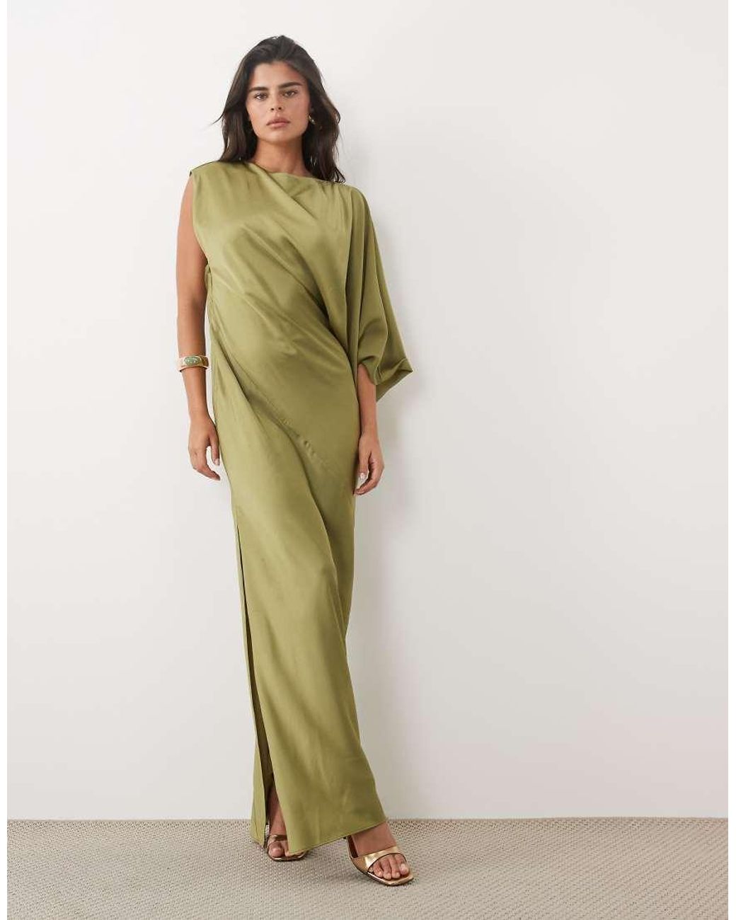 ASOS Natural One Shoulder Maxi With Open Back
