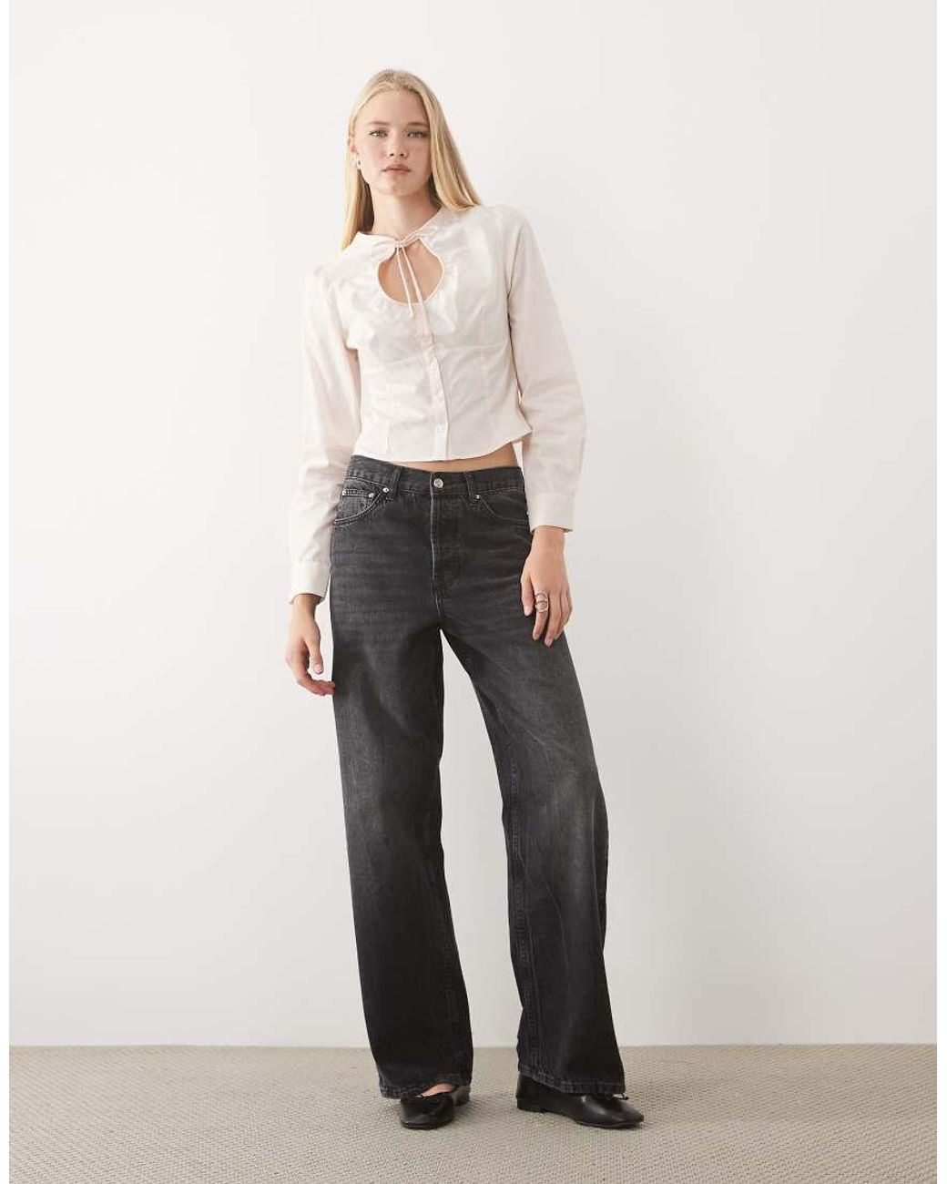 Miss Selfridge Natural Keyhole Fitted Shirt