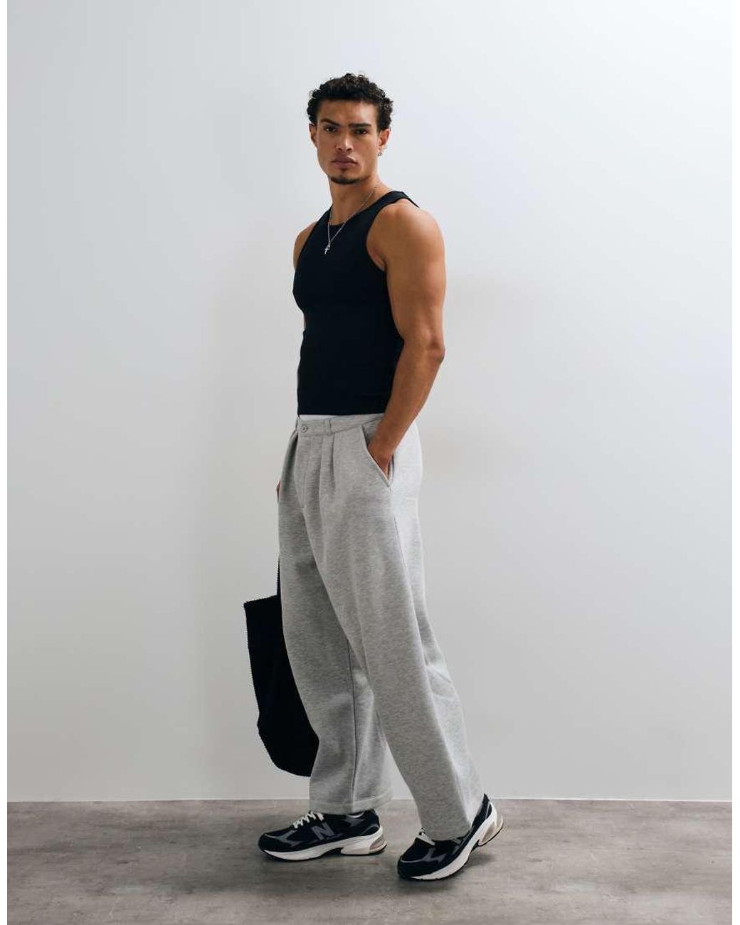 Collusion White Ribbed Racer Tank Top for men