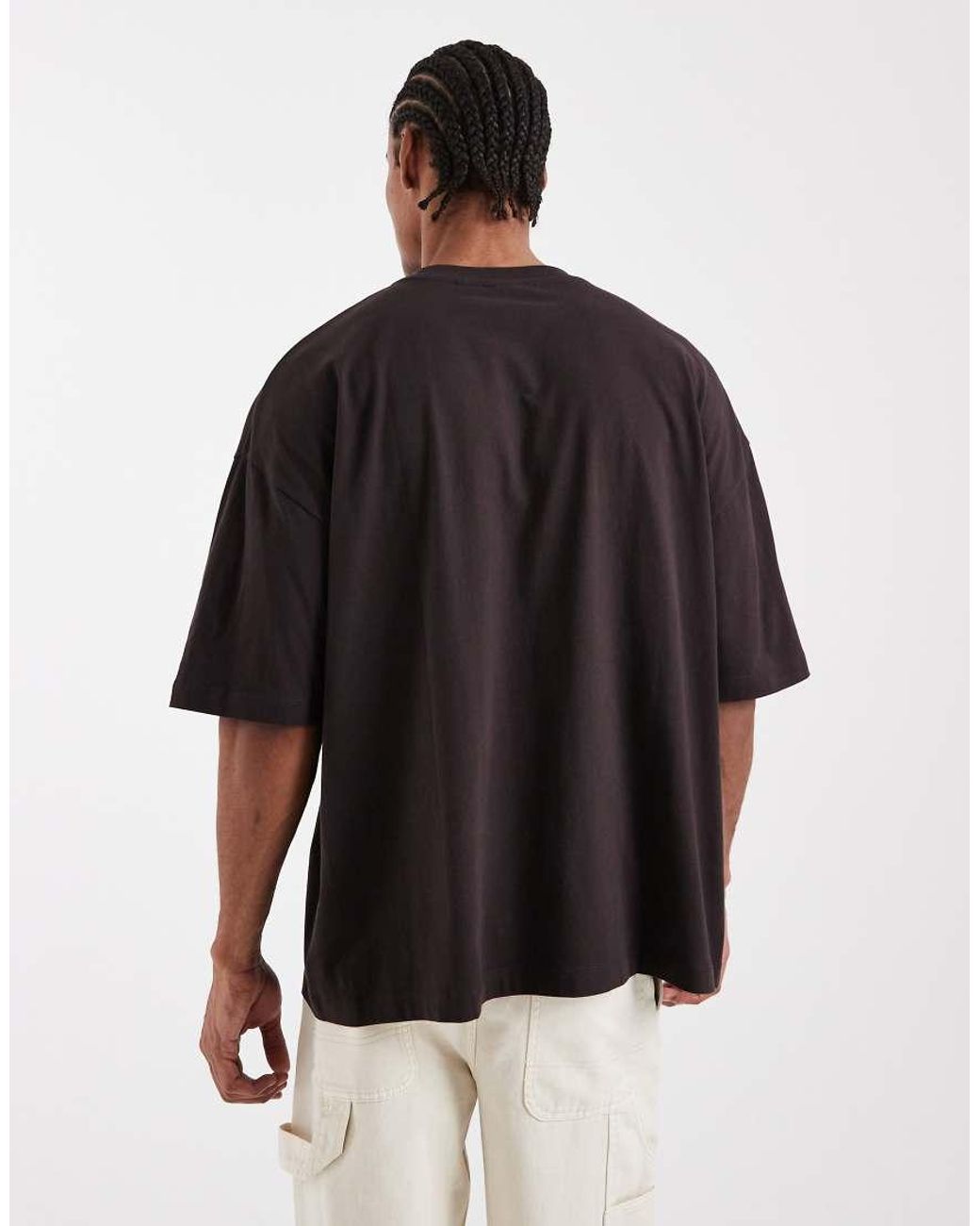 ASOS Black Oversized T-shirt With Orange Front Print for men